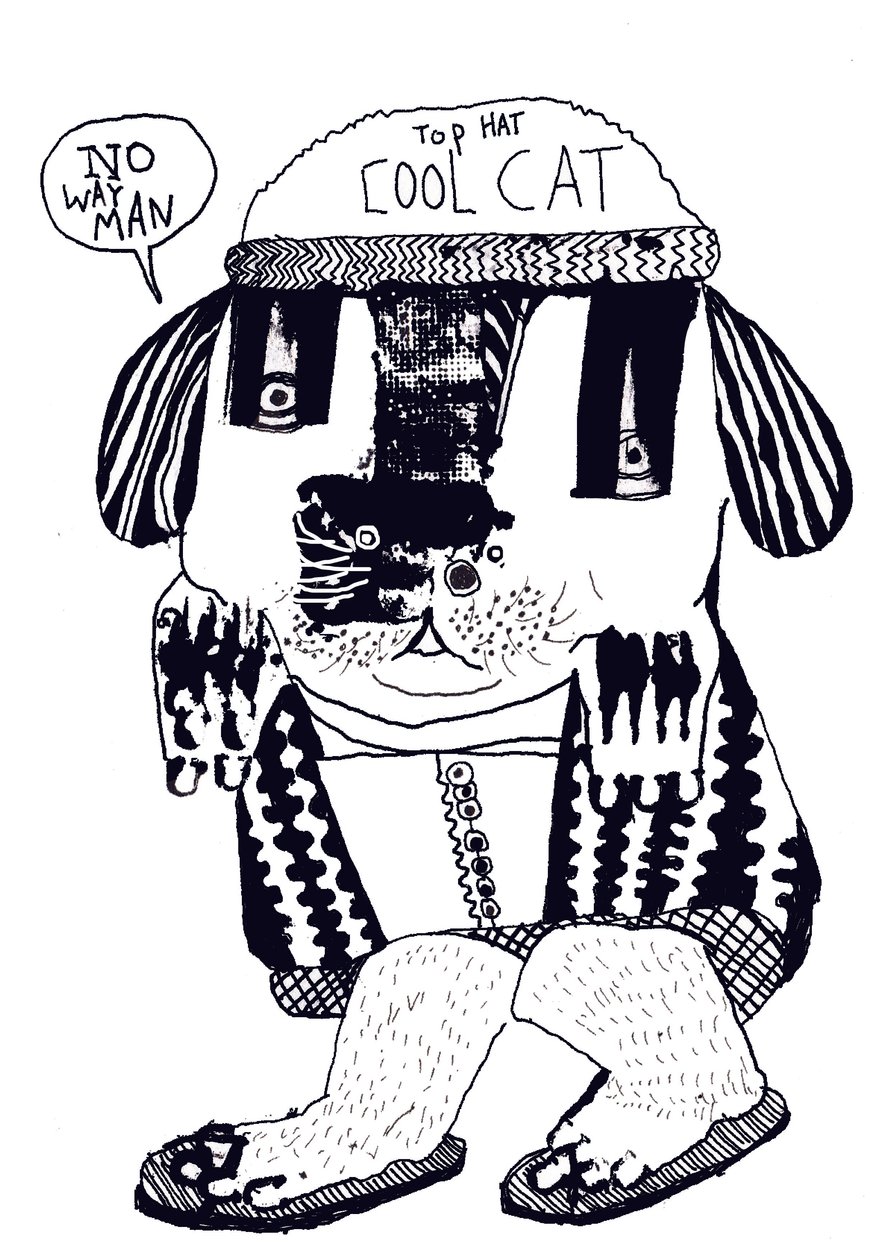 酷猫》，2014 年（水墨和油画） 作者 帕特·麦克唐纳
