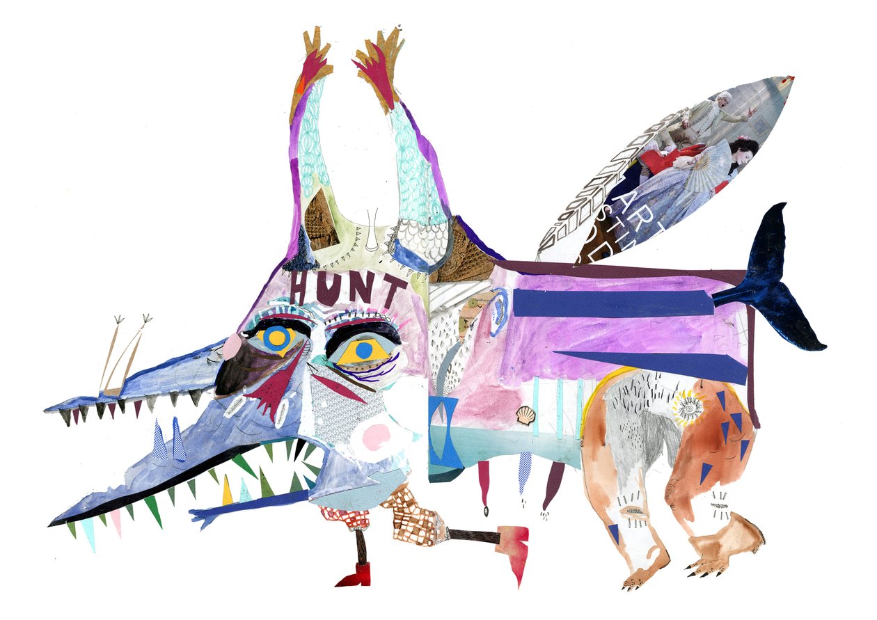 油画怪兽》，2011 年（拼贴画和水彩画） 作者 帕特·麦克唐纳