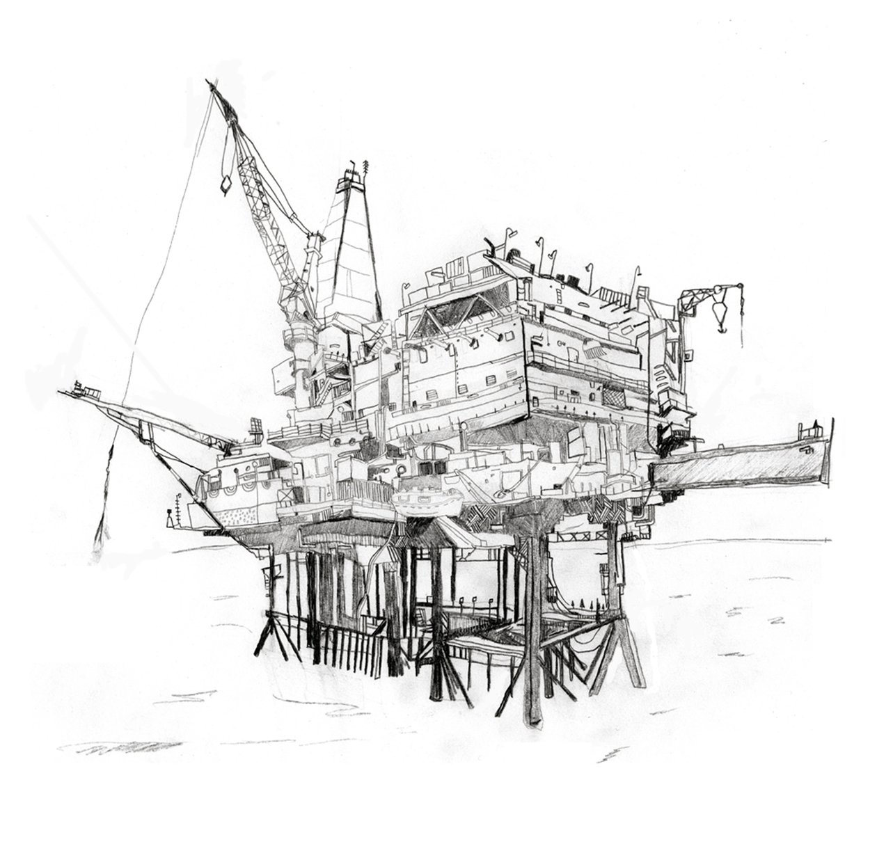 钻机，2012 年（铅笔） 作者 帕特·麦克唐纳