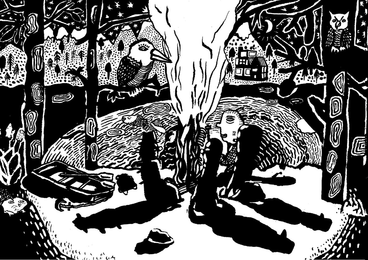 森林之火，2014（水墨和毛笔） 作者 帕特·麦克唐纳