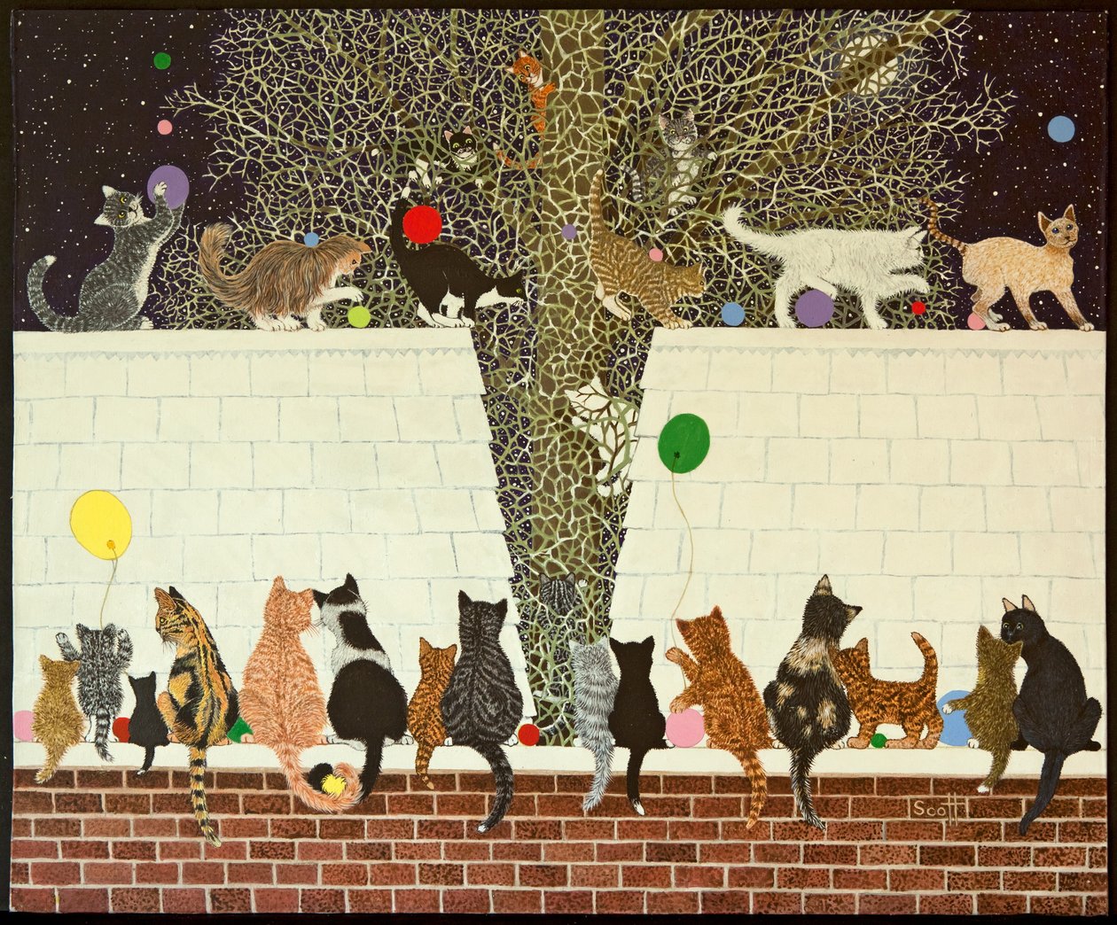 神奇的展示》，2012 年（花布上的丙烯画） 作者 帕特·斯科特