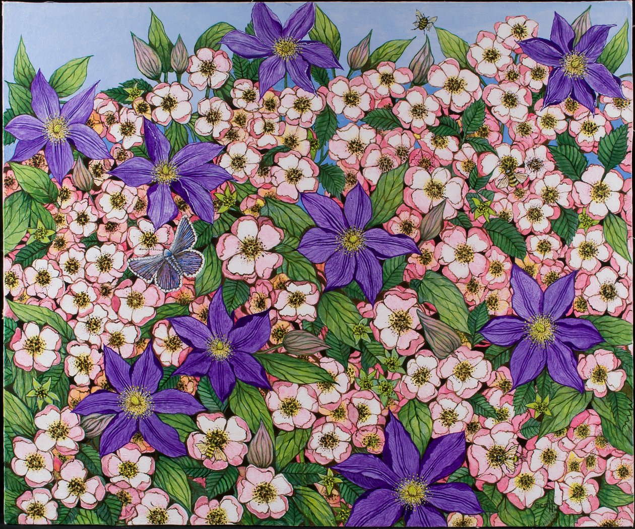 紫色斑点》，2011 年（花布上的丙烯颜料） 作者 帕特·斯科特