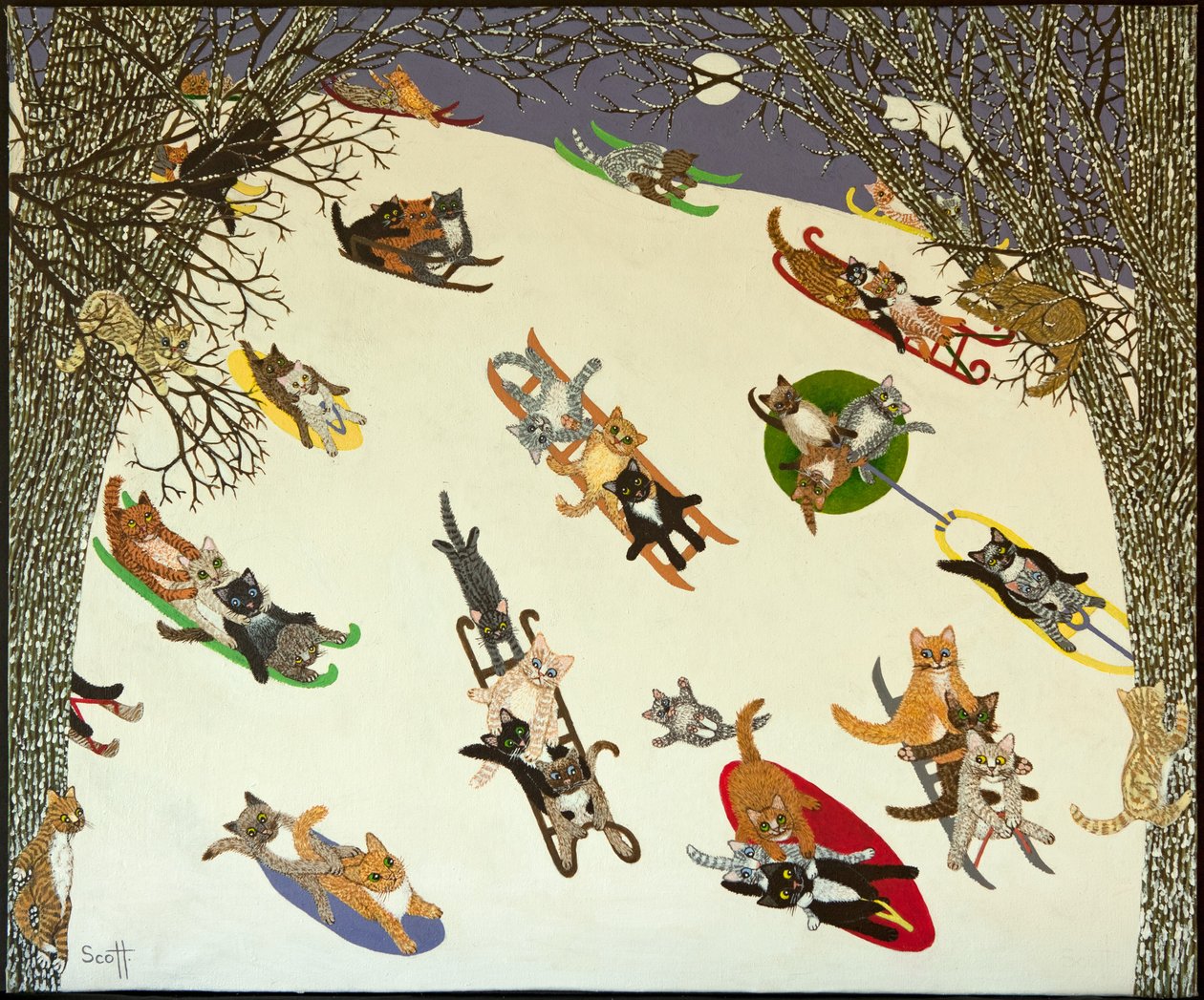 坚持》，2011 年（花布上的丙烯画） 作者 帕特·斯科特
