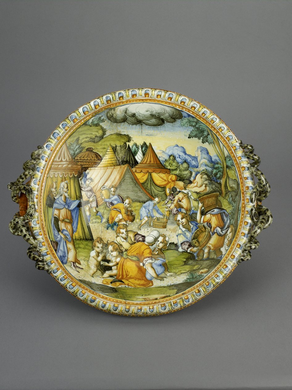 盆地与甘露的聚集，可能是乌尔比诺，c.1600-20（maiolica） 作者 Patanazzi工作坊