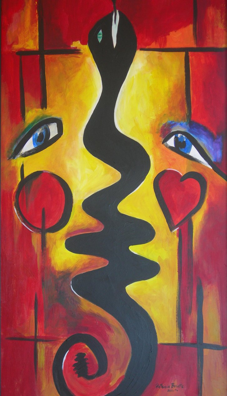 Adam和Eve，2006（Aconlic on masonite） 作者 帕特里夏·布林特（Patricia Brintle）