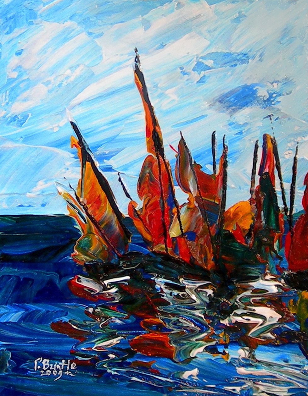 帆船在港口a bainet，2009（丙烯酸木材） 作者 帕特里夏·布林特（Patricia Brintle）