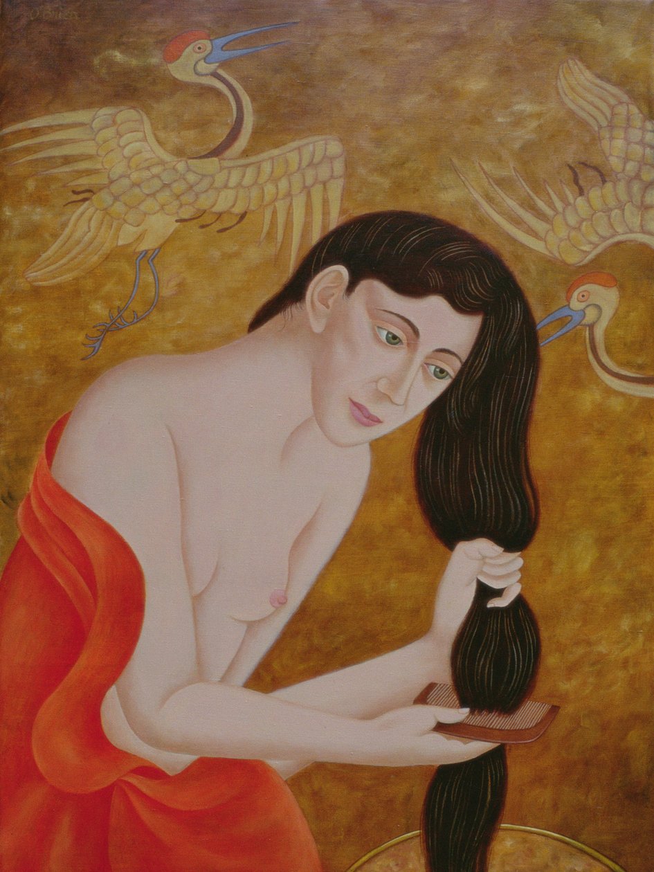 女人梳理她的头发，1999年 作者 帕特里夏·奥布莱恩（Patricia OBrien）