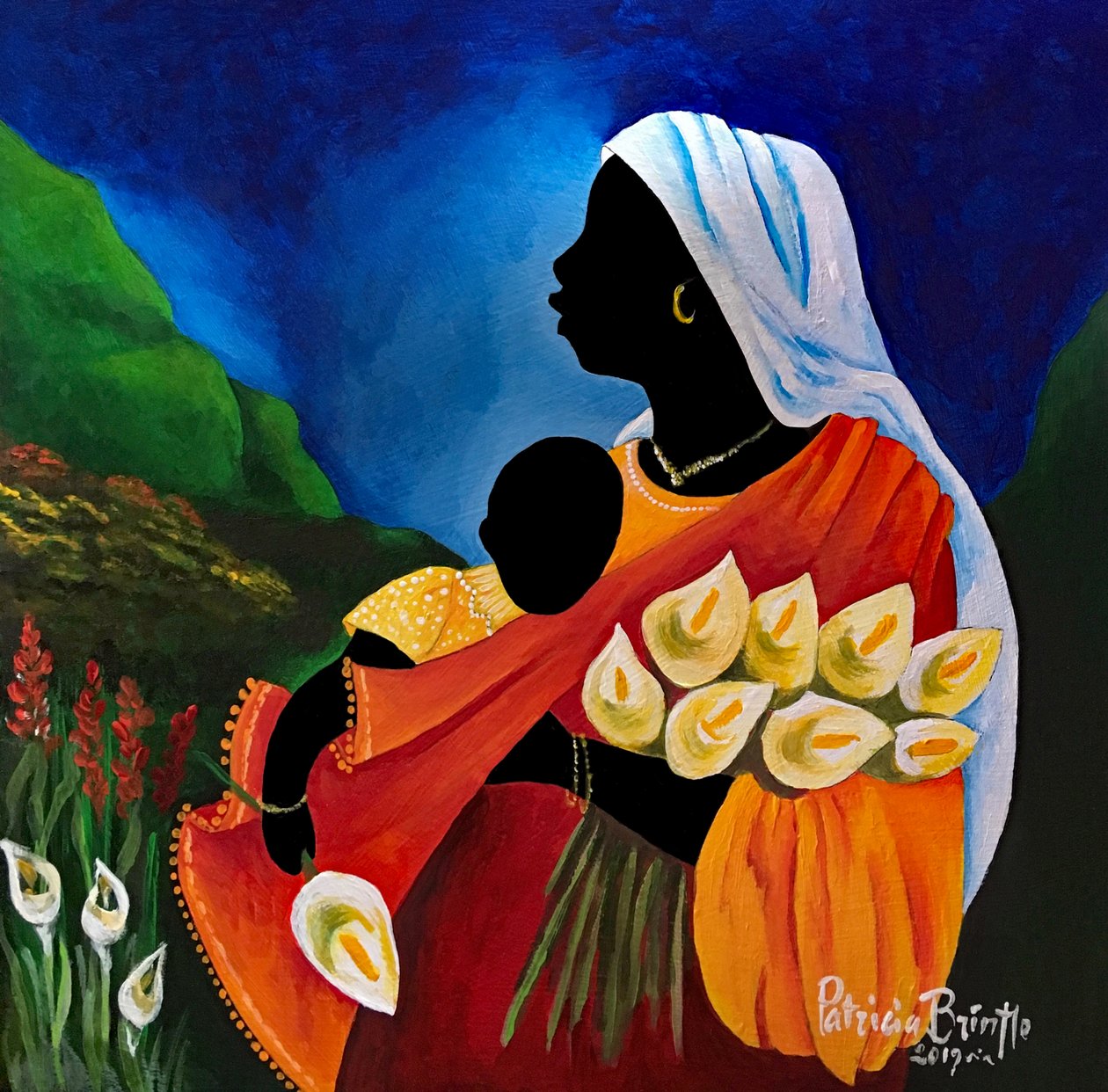 Madonna and child - Tenderness, 2019 (acrylic on wood) 作者 帕特里夏·布林特（Patricia Brintle）