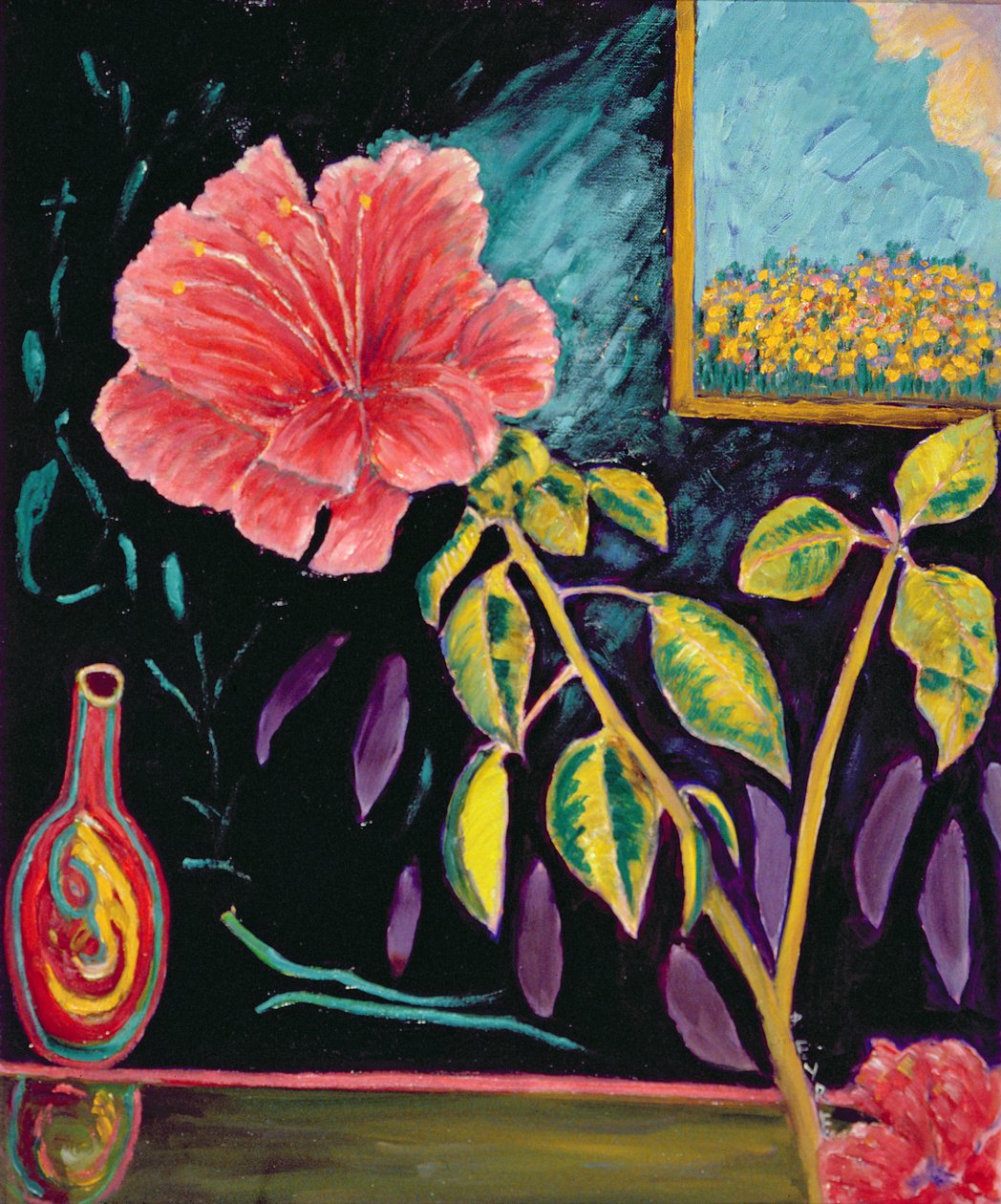 花瓶芙蓉（亚麻油） 作者 帕特里夏（Patricia）当代艺术家艾尔（Eyre）