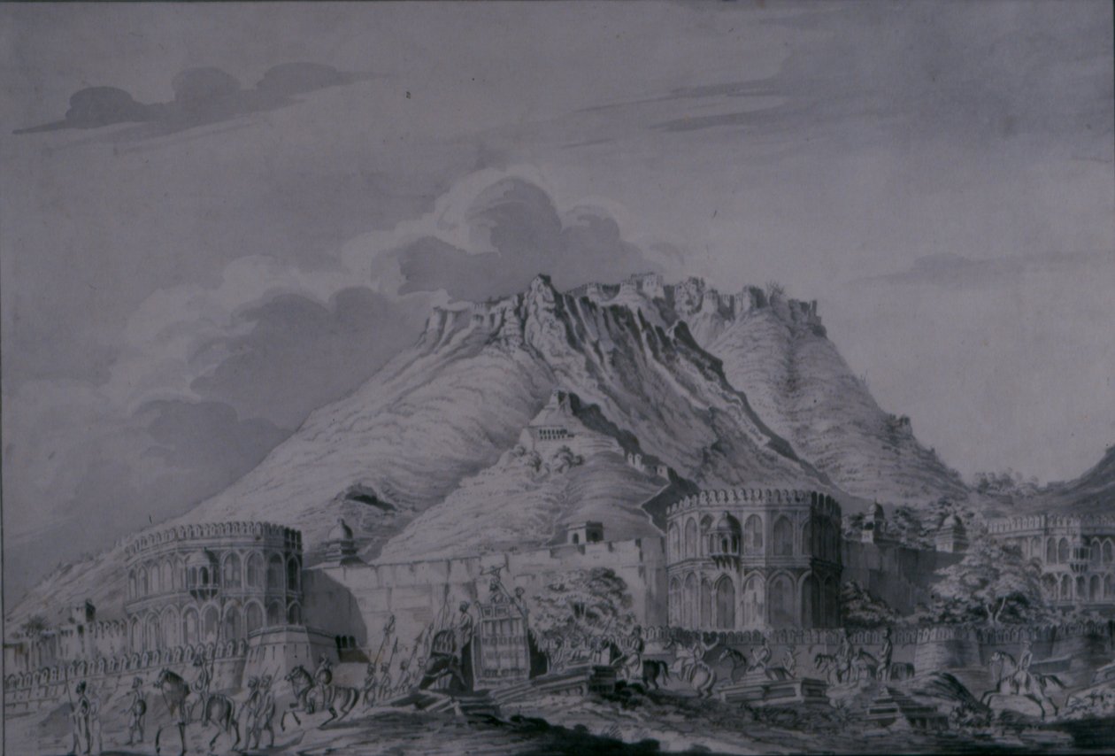 1820年阿杰米尔堡垒和城镇（铅笔和纸上洗） 作者 帕特里克·沃