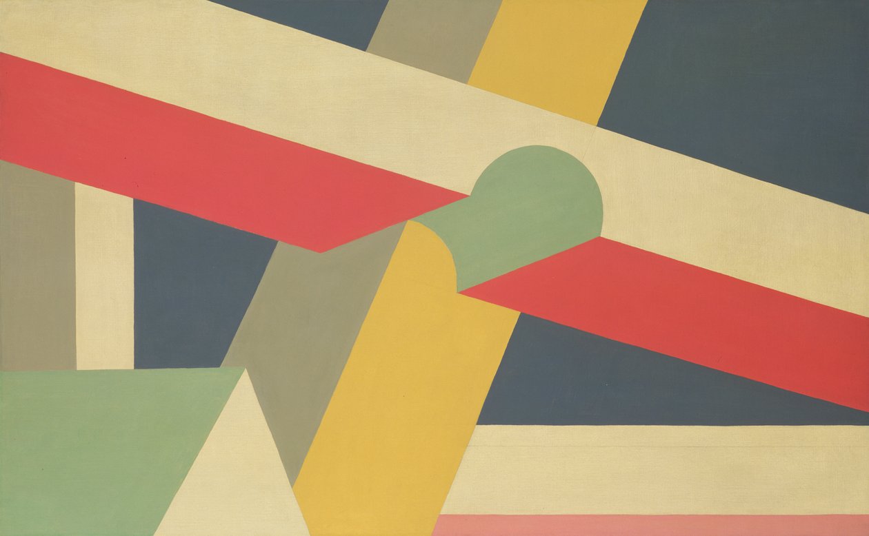 Transverse Beams，1928-32（画布上的油画和铅笔） 作者 帕特里克·亨利·布鲁斯
