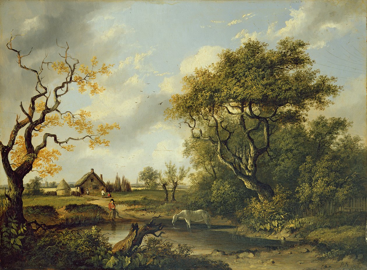 Horse Drinking at a Pond (oil on panel) 作者 帕特里克·纳斯米斯