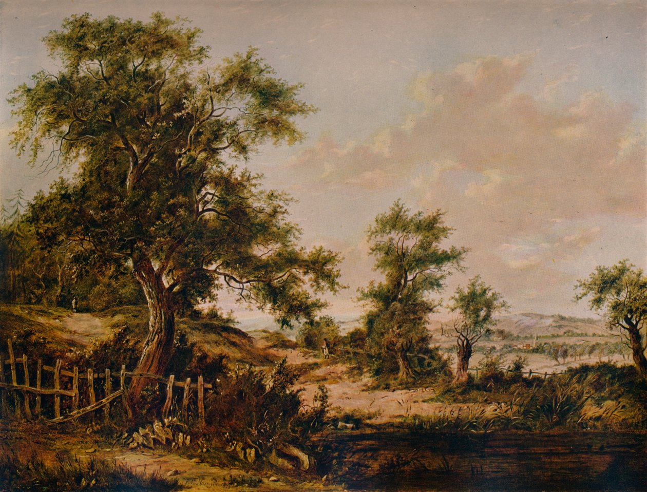 景观，有游泳池和树木，1828年 作者 帕特里克·纳斯米斯