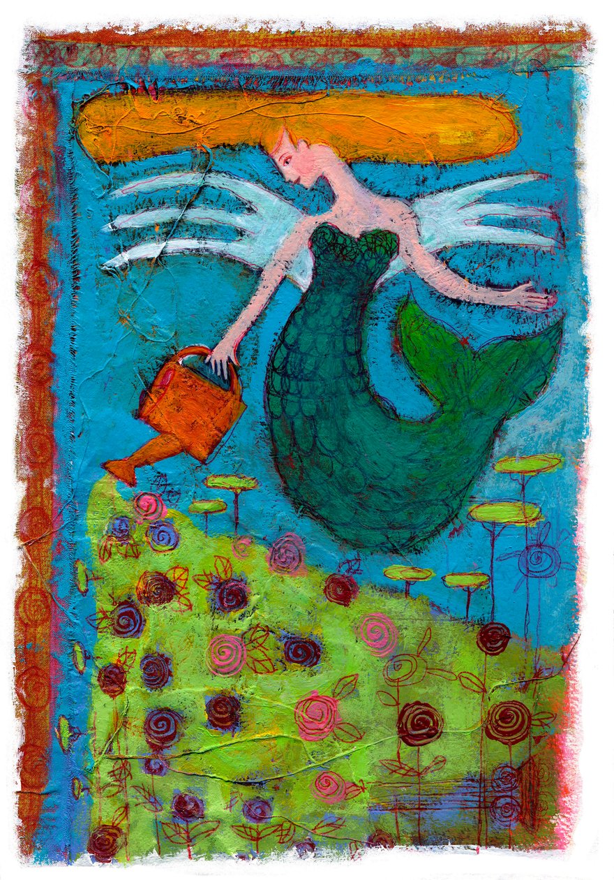 美人鱼浇灌花田 2014（绘画） 作者 帕特里齐娅·拉波塔