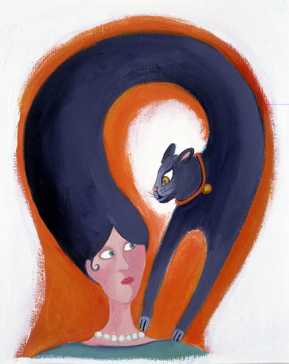 变成猫的女人发型 - 插画：Patrizia La Porta 作者 帕特里齐娅·拉波塔