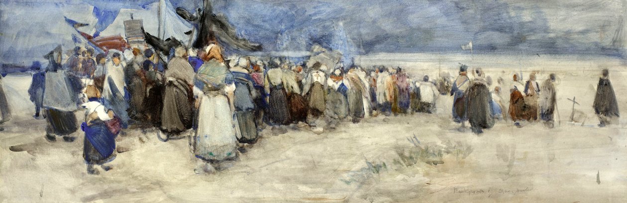 海滩，Berck-sur-Mer，c.1900 作者 帕蒂·汤森·约翰逊