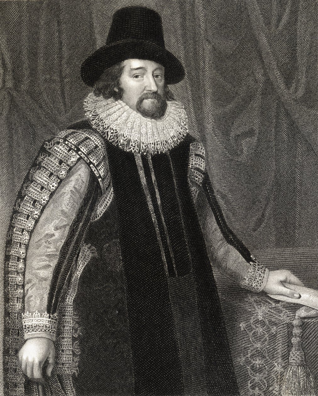 Francis Bacon的肖像（1561-1626）圣奥尔本斯子爵，来自&39;Lodge&39;s British Portraits&39;，1823年 作者 保罗·范·萨默