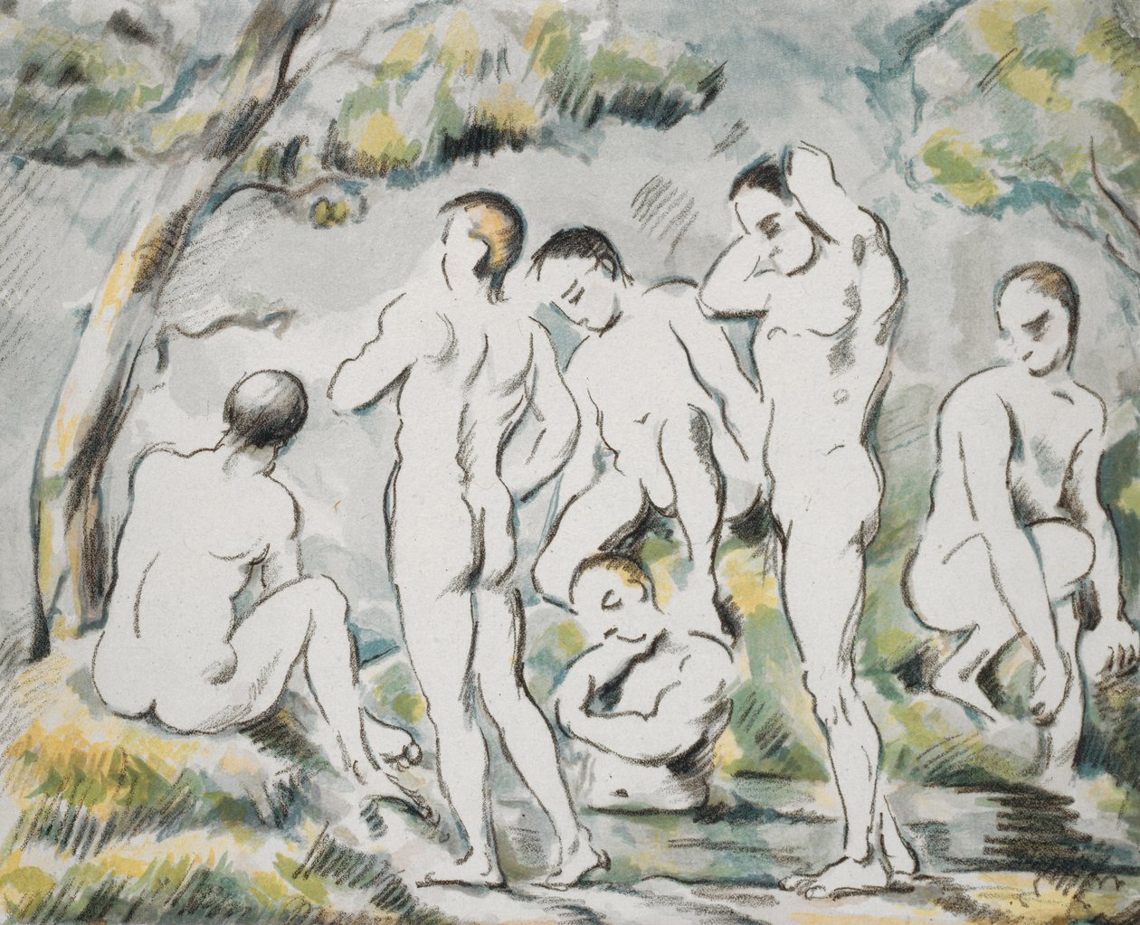 沐浴者，小板，1896-97 作者 保罗·塞尚
