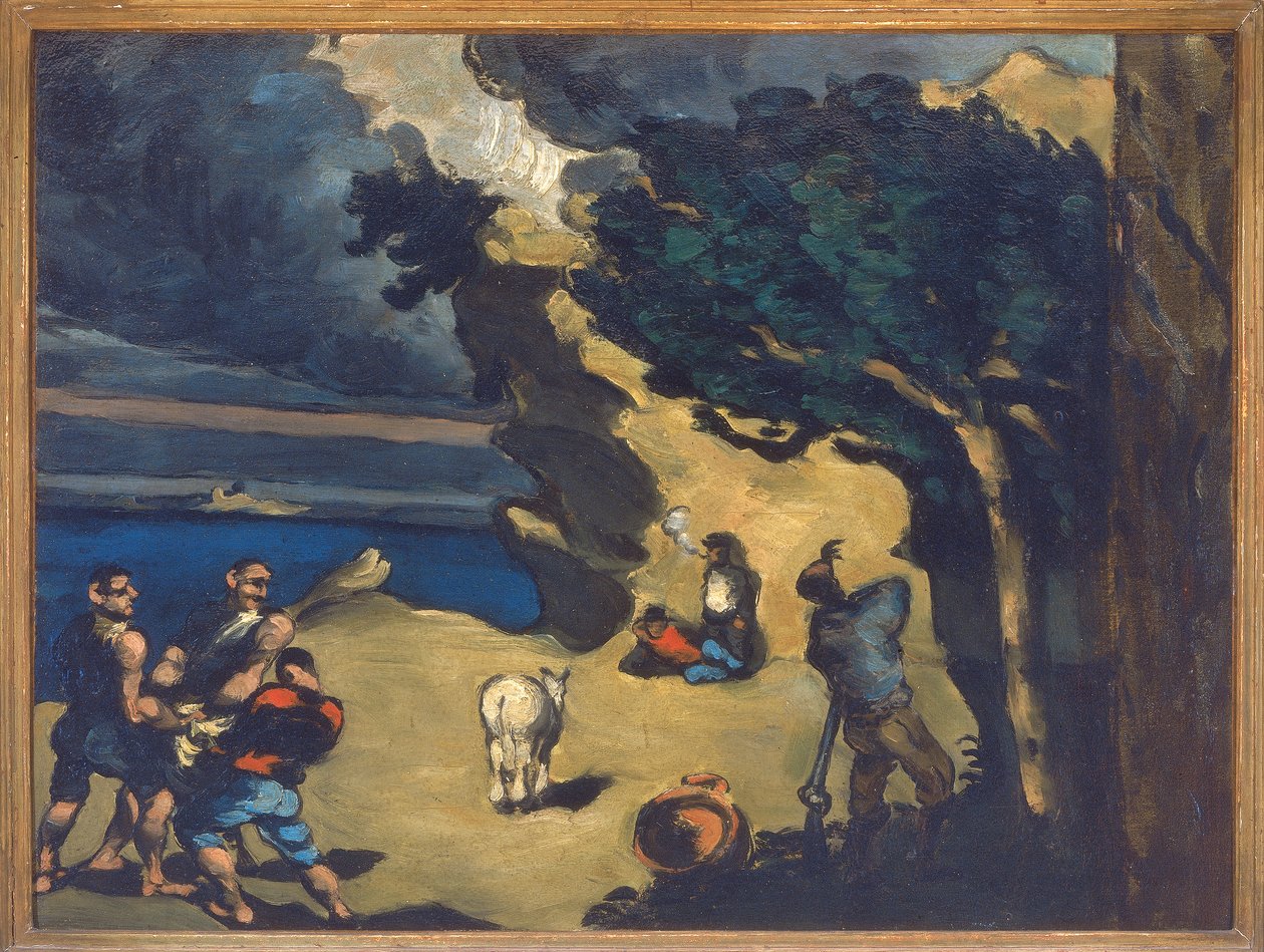 盗贼和驴子，1869-70 作者 保罗·塞尚