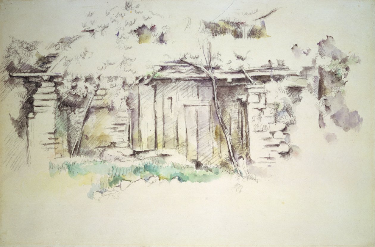 棚，c.1880（铅笔和厕所） 作者 保罗·塞尚