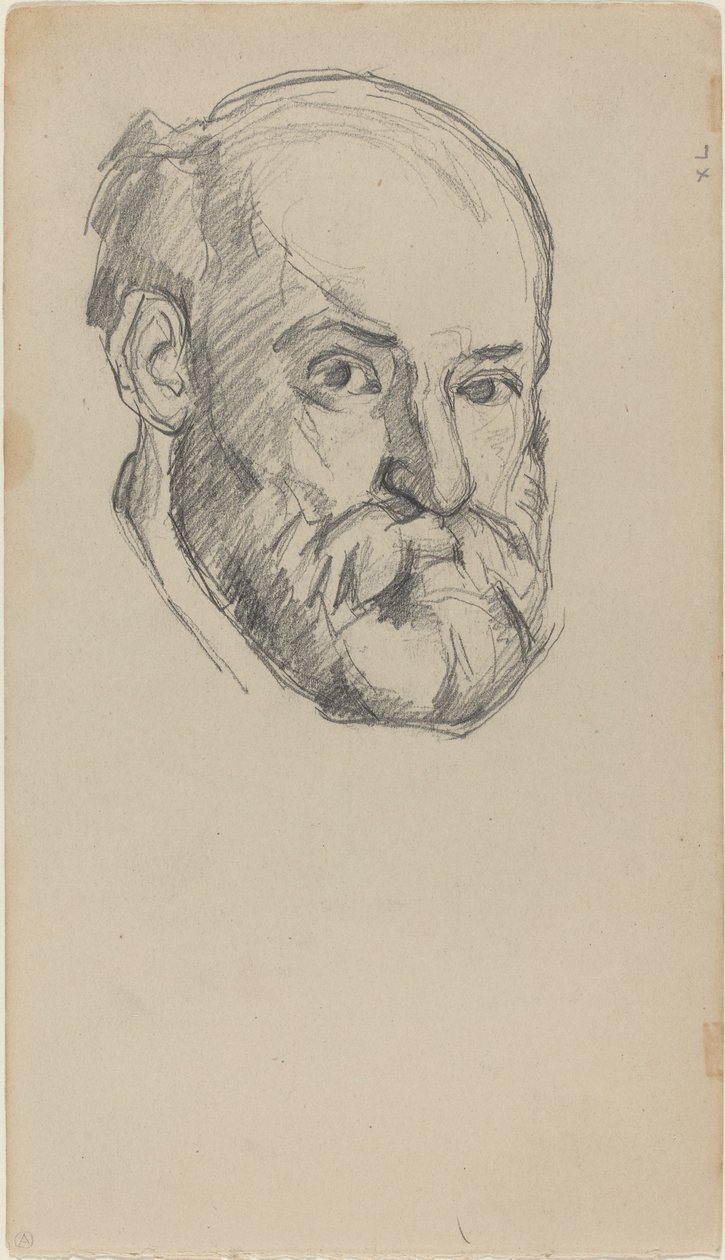 Self-Portait，c.1880-2（编织纸上的石墨） 作者 保罗·塞尚