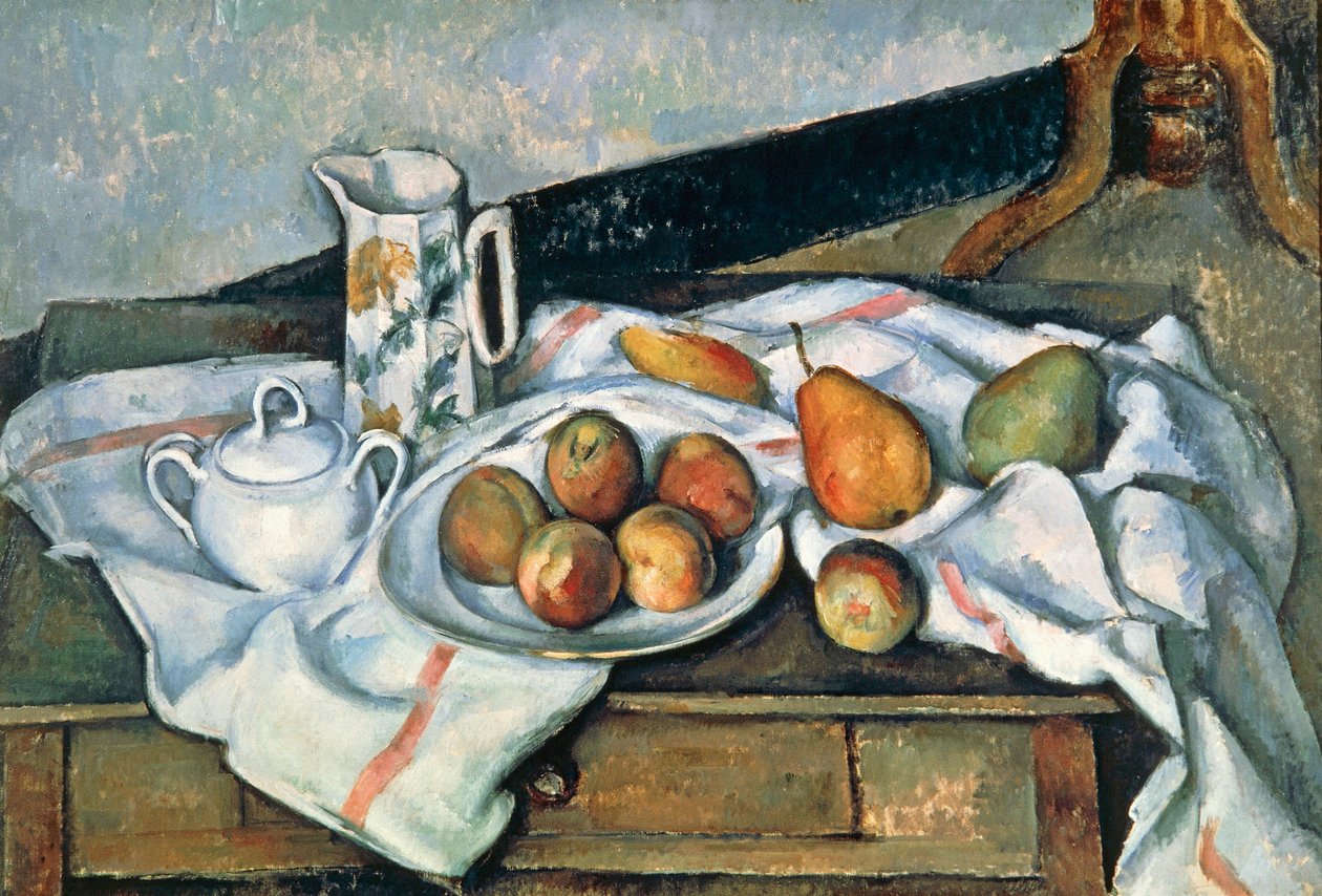 桃子和梨的静物，1888-90 作者 保罗·塞尚