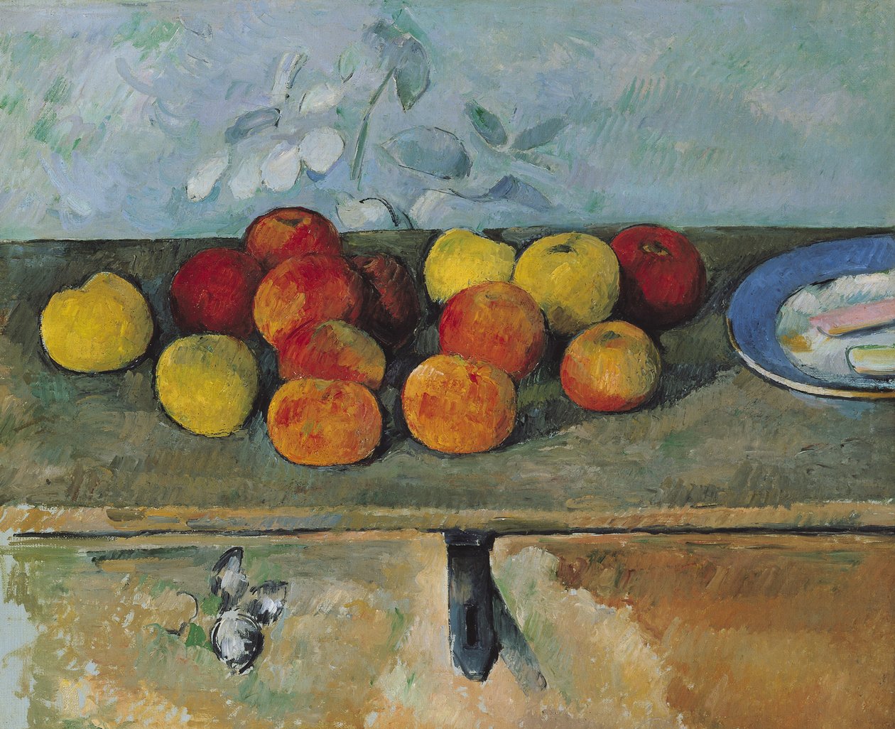 苹果和饼干静物画，1880-82 作者 保罗·塞尚