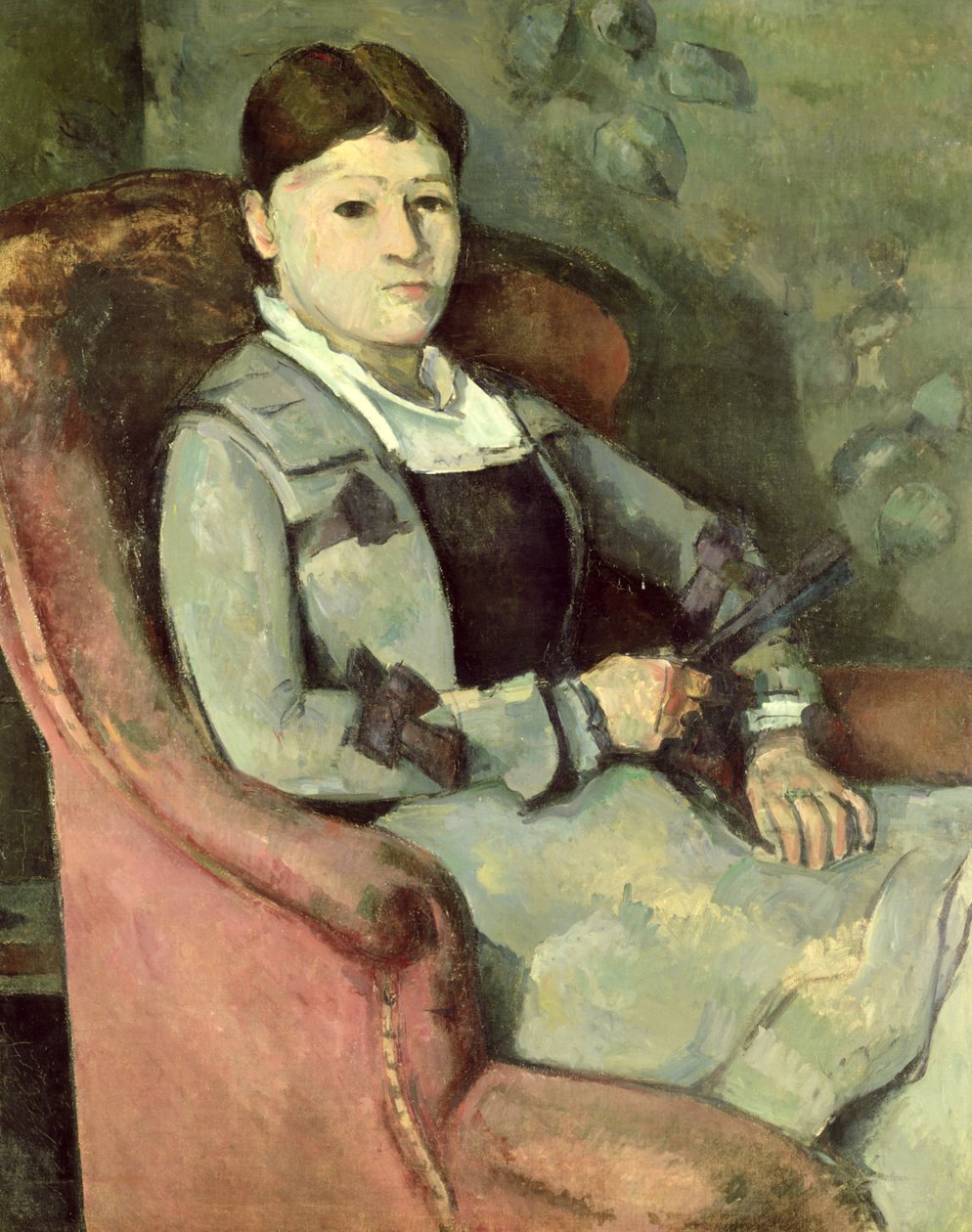 艺术家在扶手椅上的妻子，c.187888 作者 保罗·塞尚
