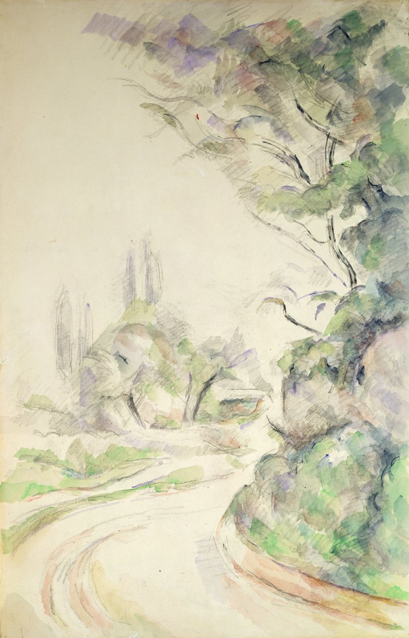 蜿蜒的道路，c.1900-06 作者 保罗·塞尚