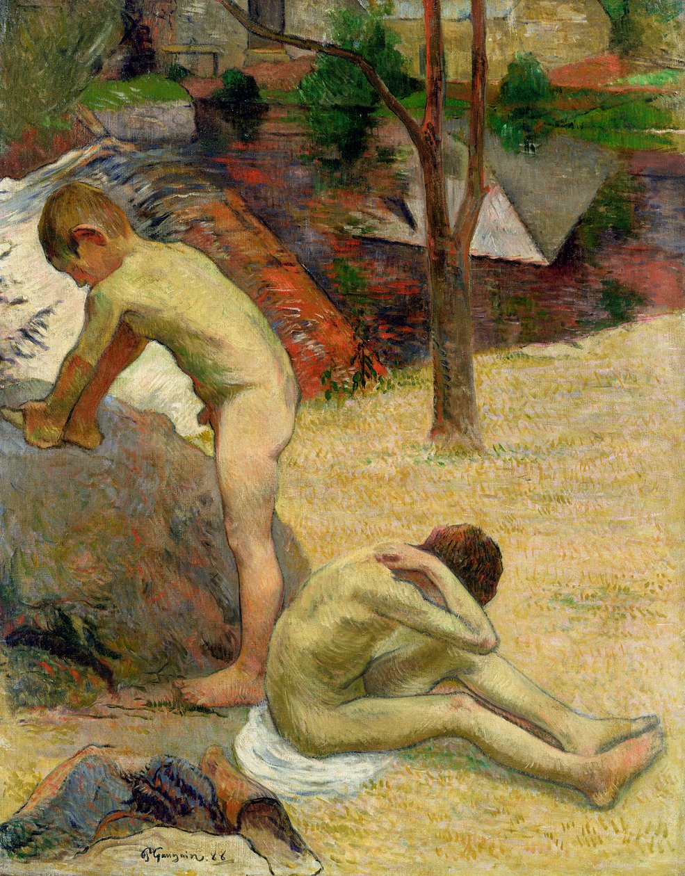 布列塔尼男孩沐浴，1888年（另见244974） 作者 保罗·高更