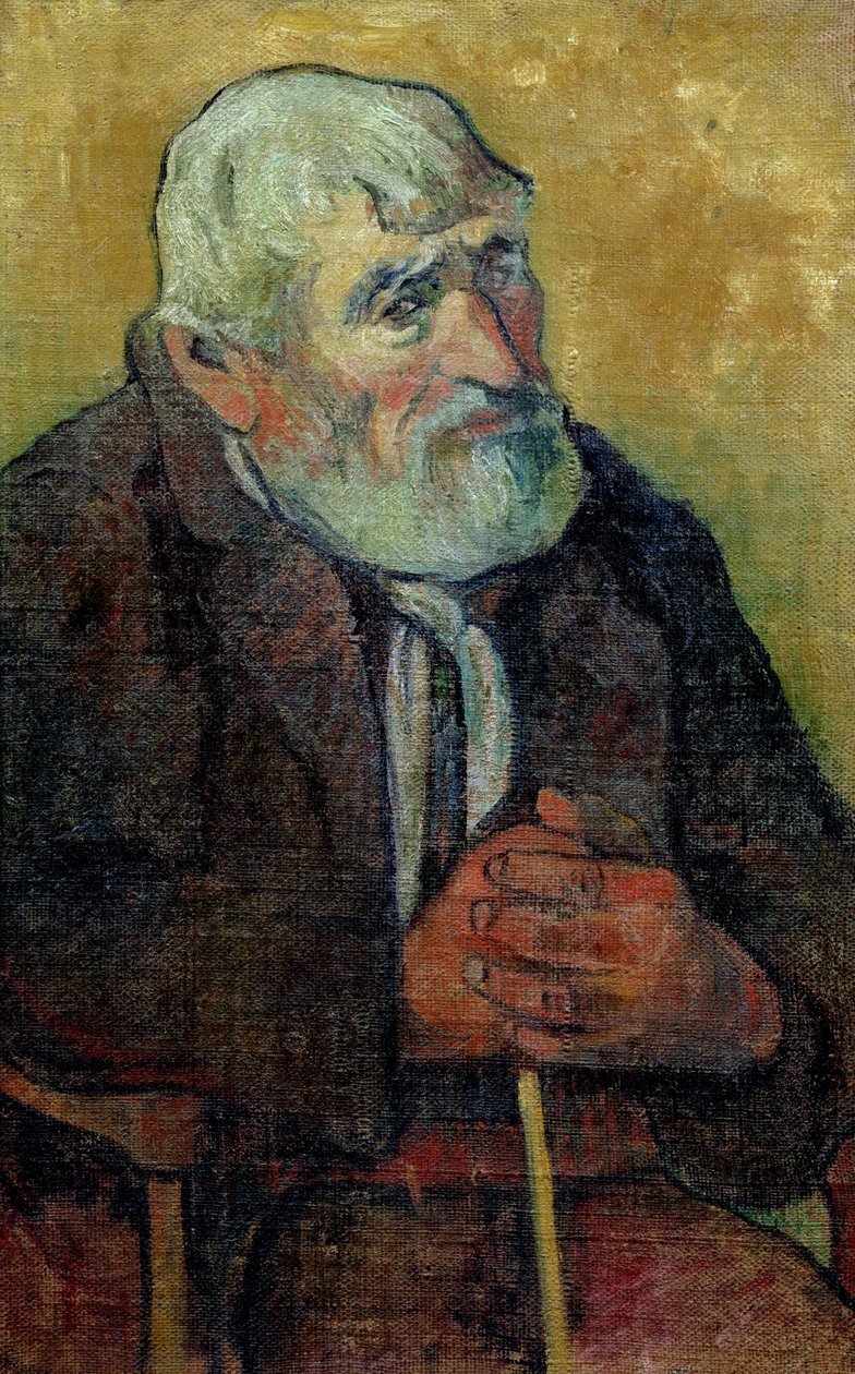一个老人的画象用棍子，1889-90 作者 保罗·高更