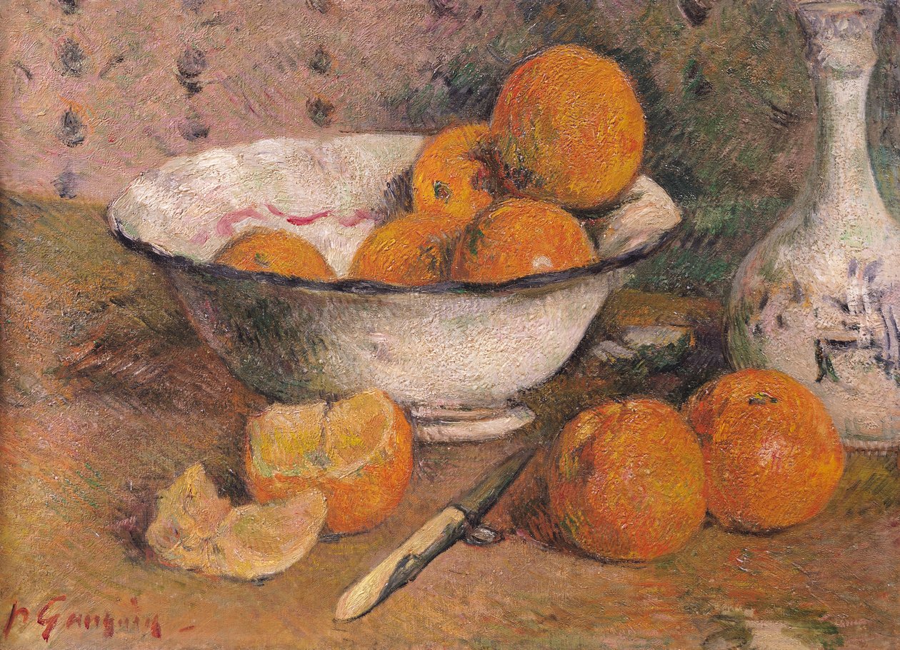 静物与橘子，1881年 作者 保罗·高更