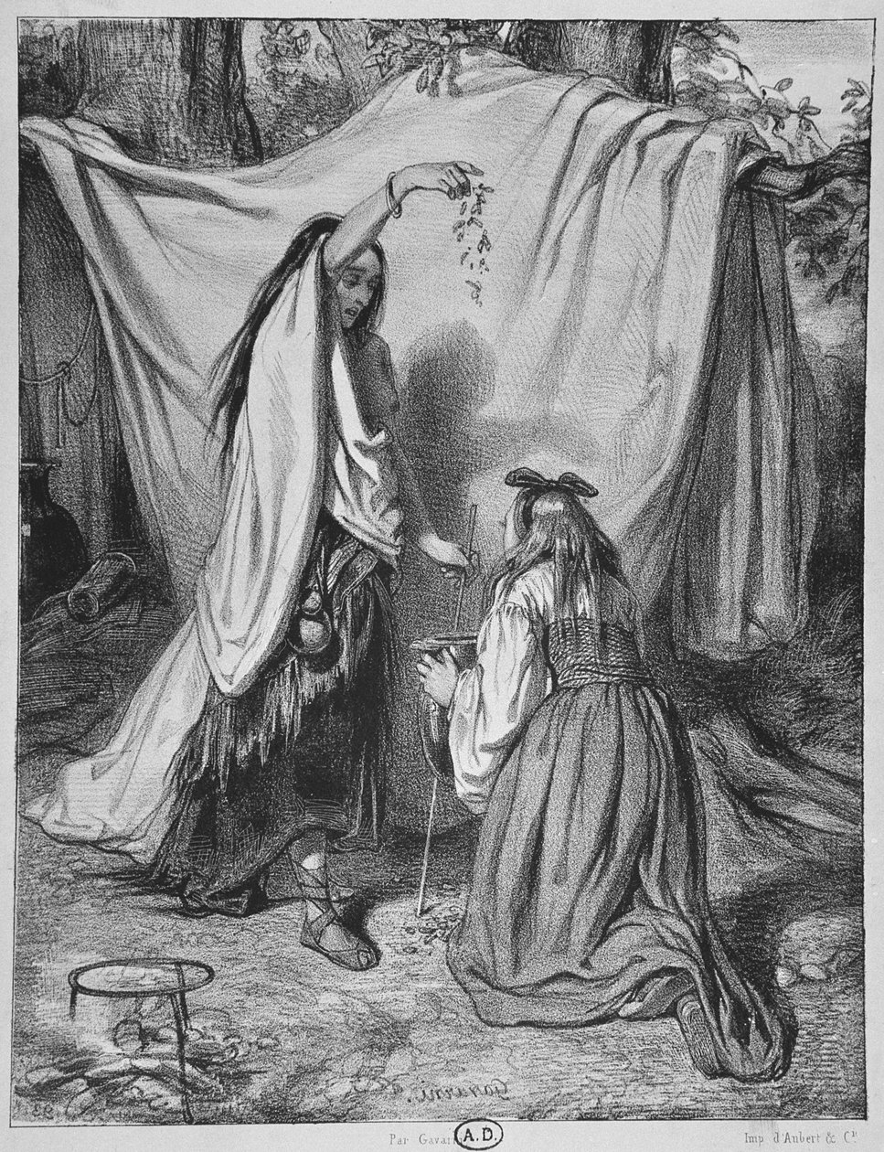 女巫准备爱Philtre，c。 1840 作者 保罗·加瓦尔尼