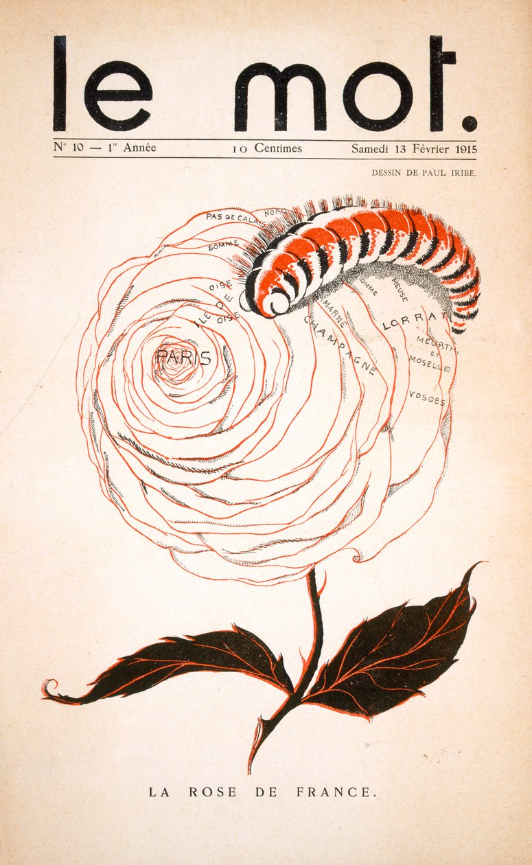 &39;Le Mot&39;的封面，1915年2月13日（colout litho） 作者 保罗·伊里贝（Paul Iribe）