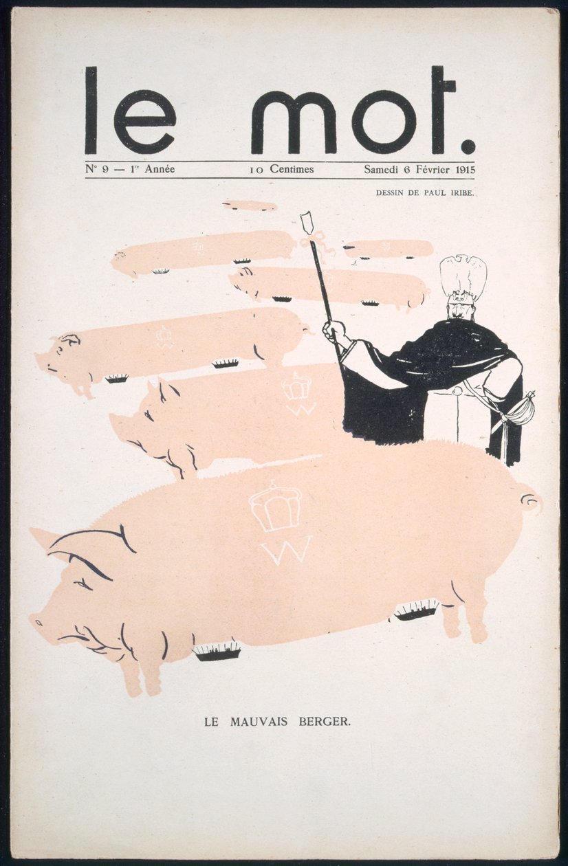 &39;Le Mot&39;的封面，1915年2月6日 作者 保罗·伊里贝（Paul Iribe）