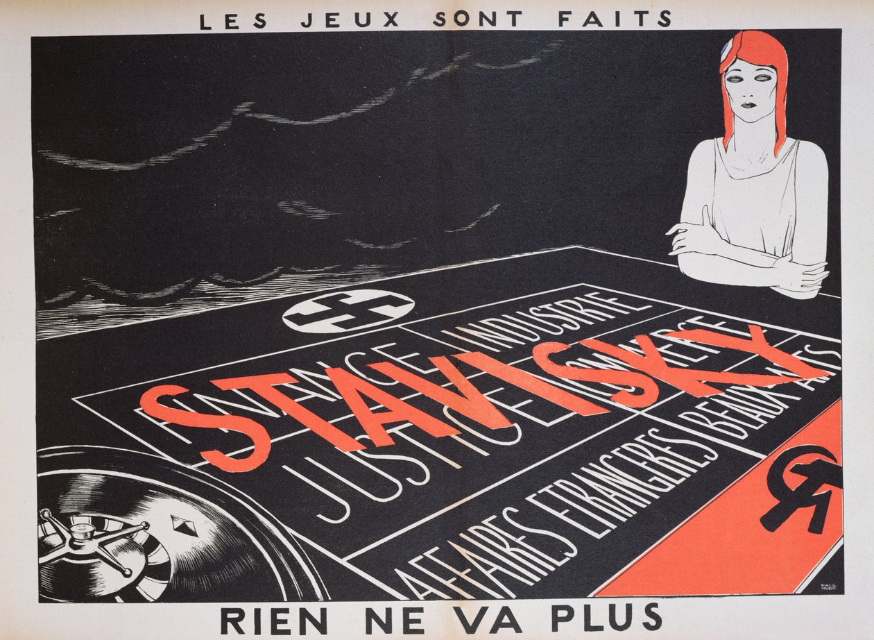 &39;Rien va va Plus&39;，Stavisky事件上的漫画，来自1934年的“Parlons Francais”小册子 作者 保罗·伊里贝（Paul Iribe）