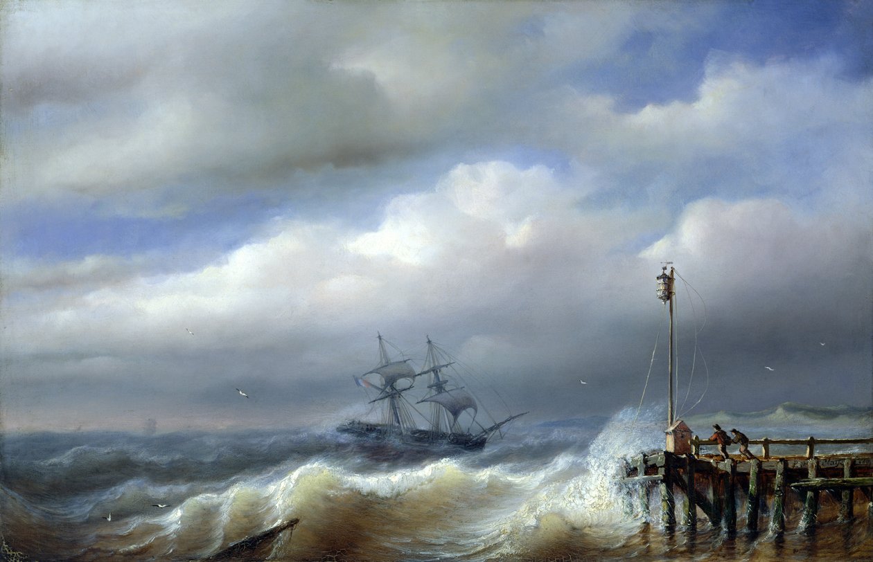 暴风雨天气的粗糙海，1846年 作者 保罗·让·克莱斯