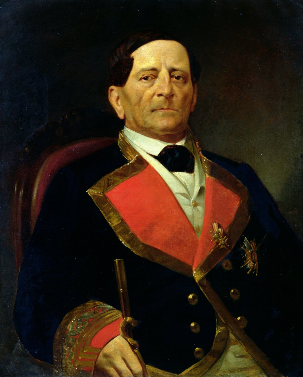 安东尼奥·洛佩斯·德·圣安娜（1794-1876）的肖像，1885年（在线油） 作者 保罗·卢维耶