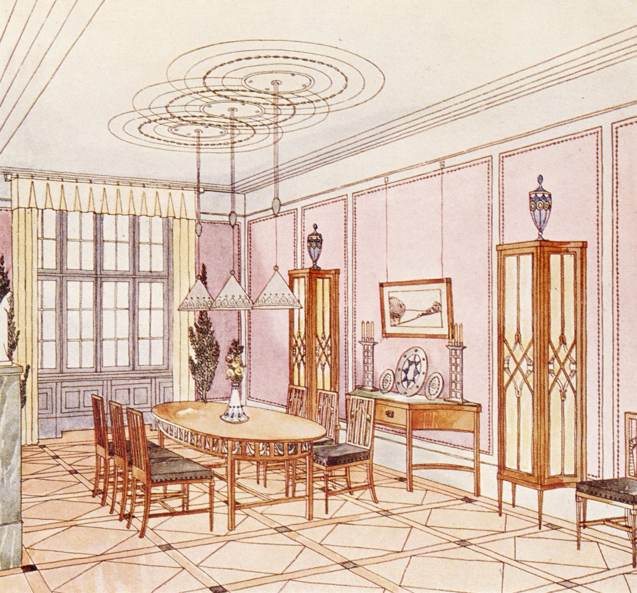 餐厅设计，来自&39;Documents Architecture Moderne&39; 作者 保罗·路德维希·特罗斯特