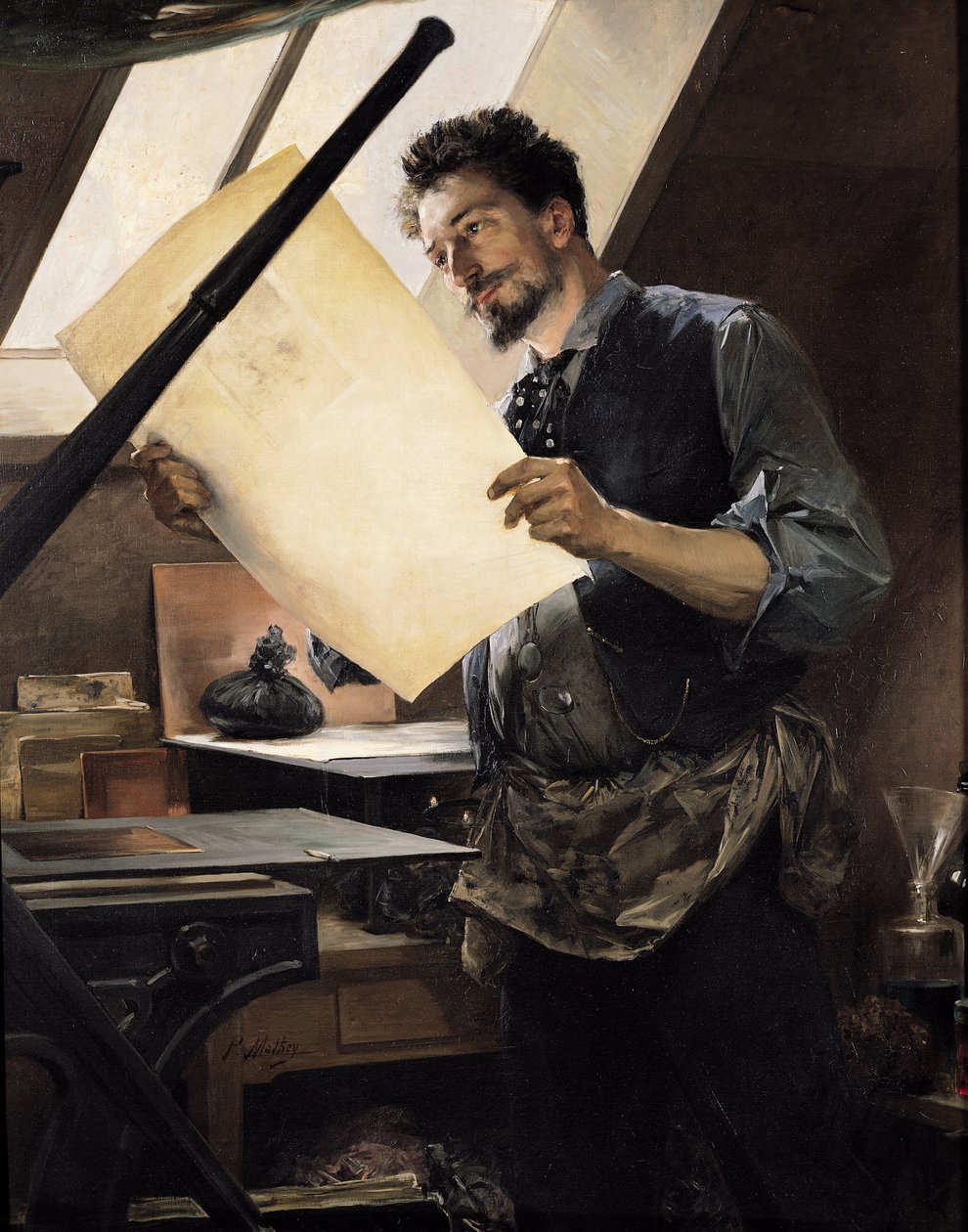 Felicien Rops（1833-98）在他的工作室 作者 保罗·马西