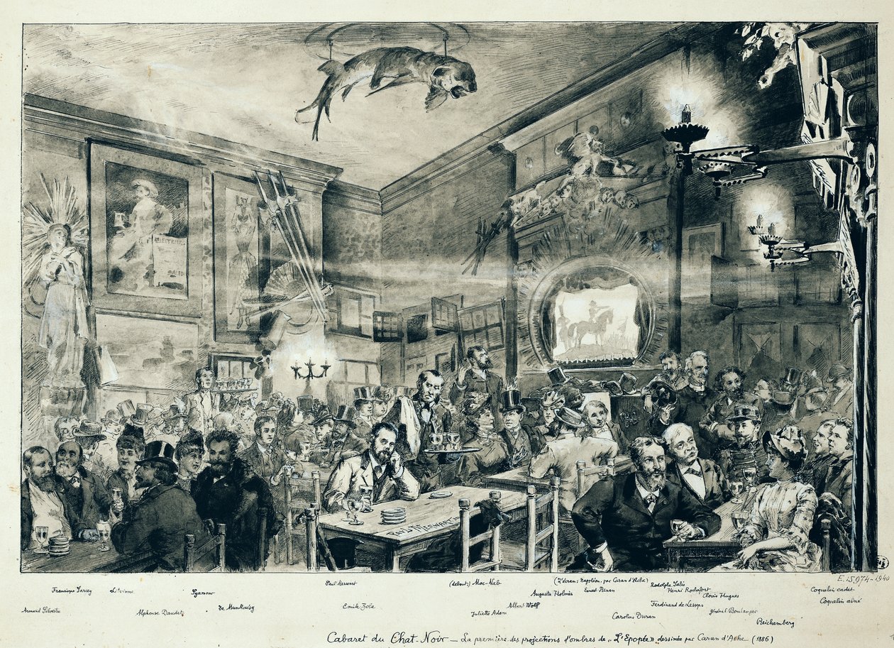 The Cabaret du Chat Noir，1886年（笔和墨水在纸上洗） 作者 保罗·默沃特