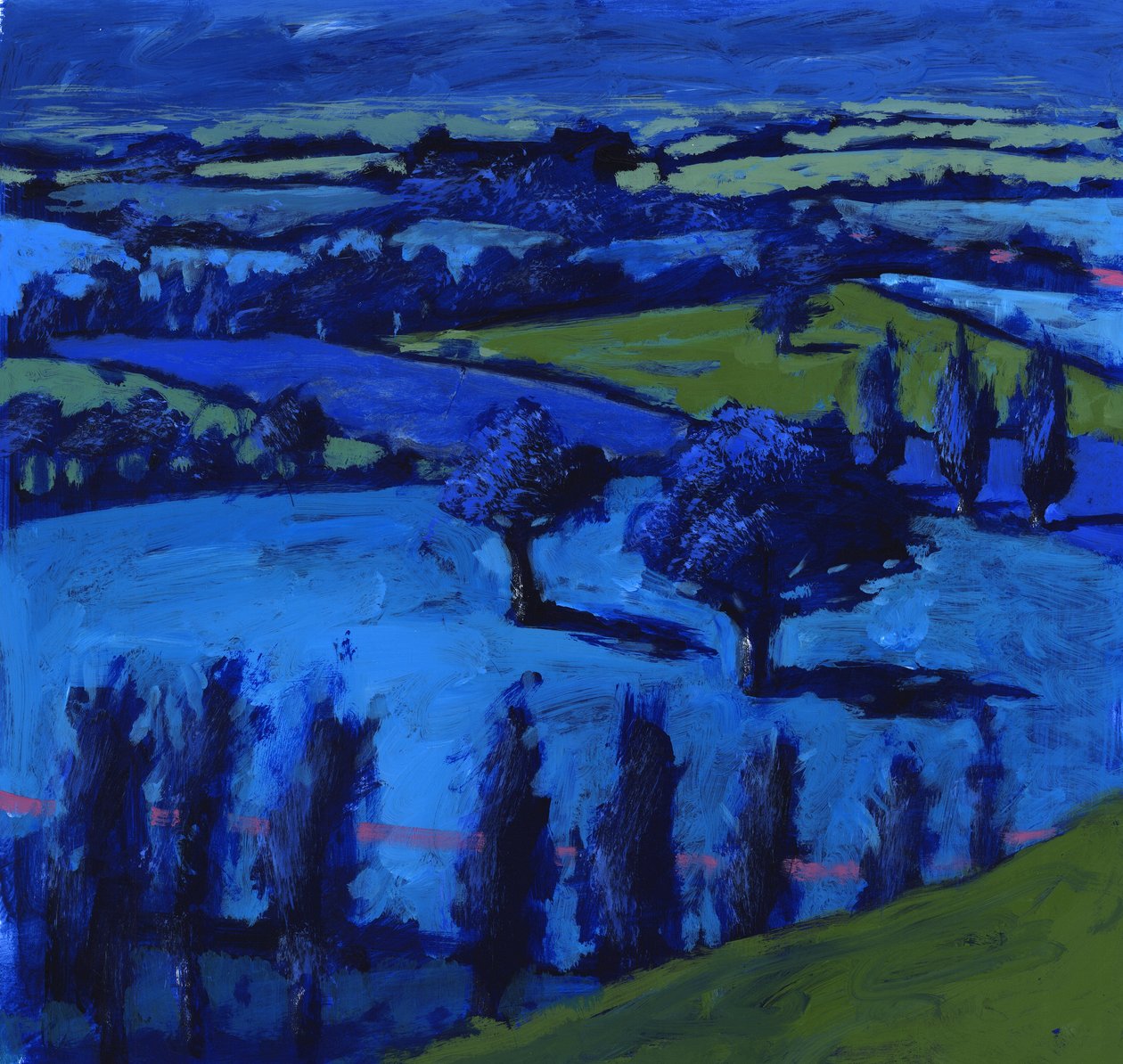 蓝色风景，2009年（丙烯酸船上） 作者 保罗·鲍伊斯