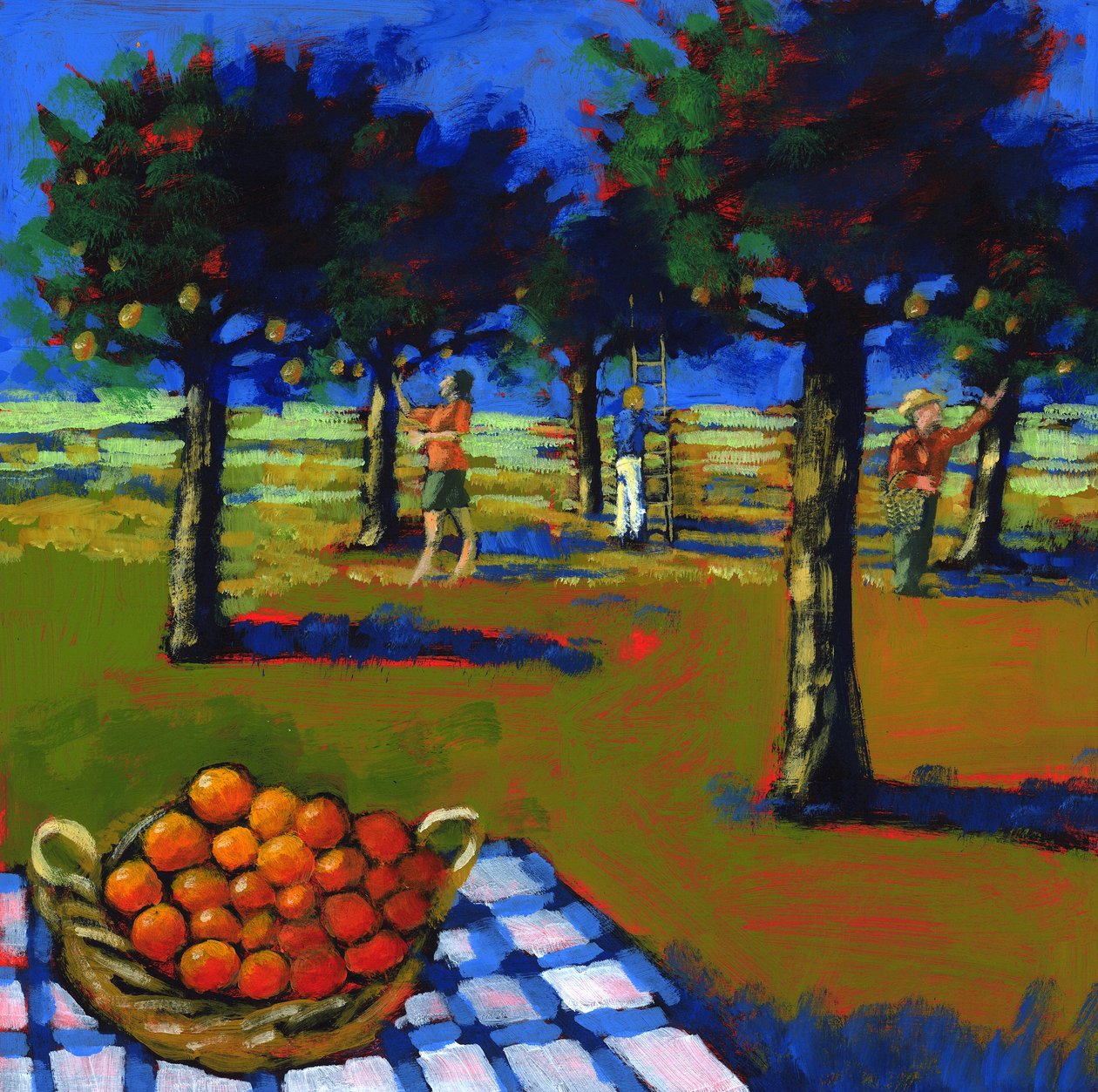 Orange采摘，2008年（丙烯酸船上） 作者 保罗·鲍伊斯