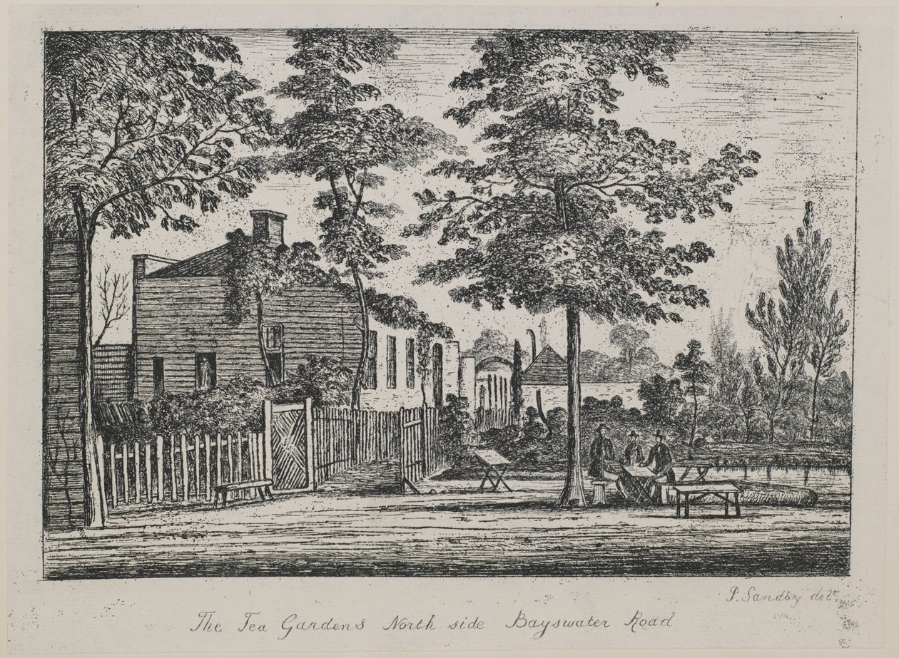 茶园，北边的Bayswater路，1780年 作者 保罗·桑德比