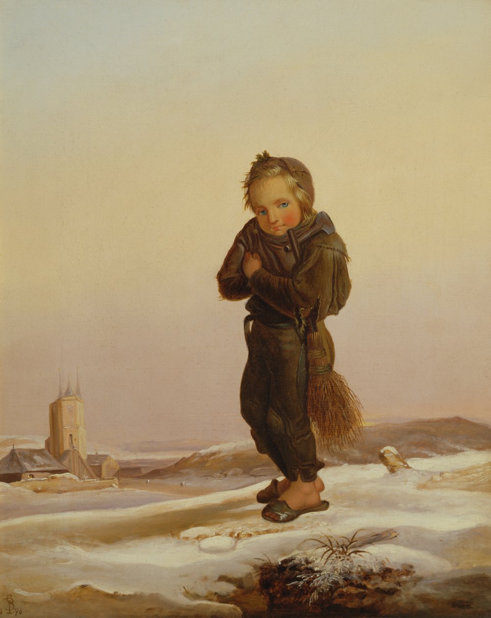 儿童烟囱在雪中扫，1876年 作者 保罗·塞格纳克