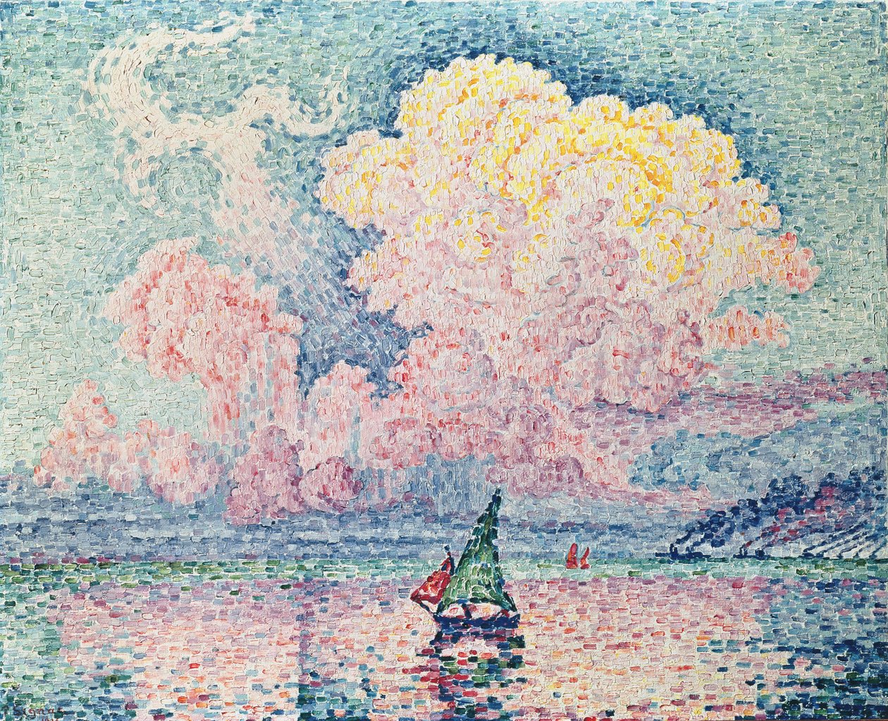 昂蒂布，粉红云，1916年 作者 保罗·西尼亚克