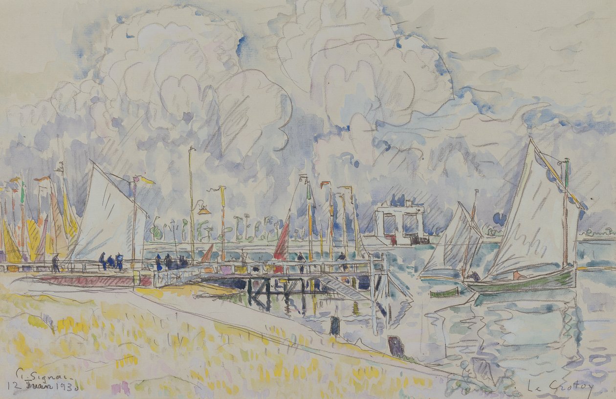 Le Crotoy，1930年（用铅笔在纸上） 作者 保罗·西尼亚克