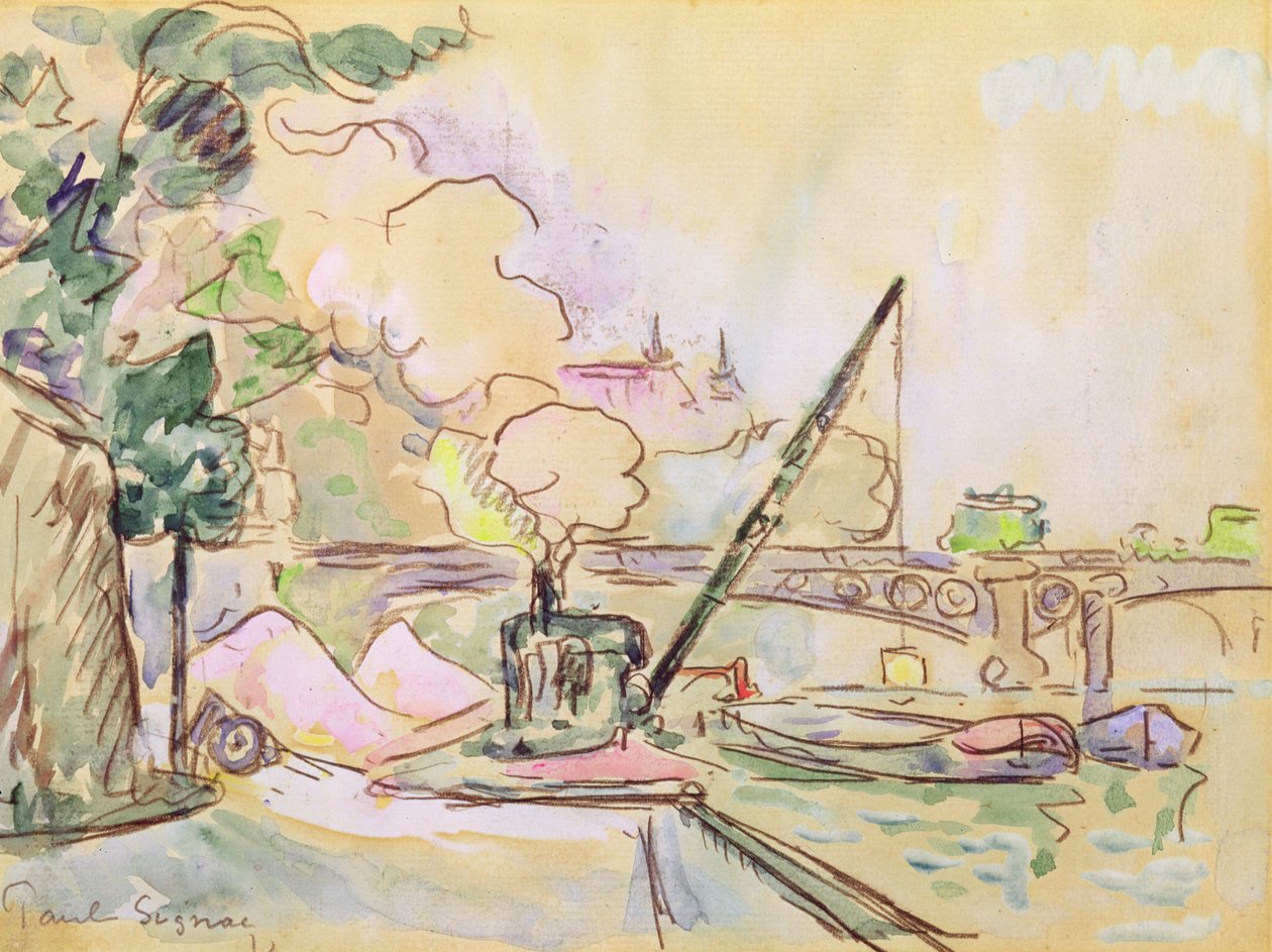 Pont du Louvre，1928年（纸上水彩） 作者 保罗·西尼亚克