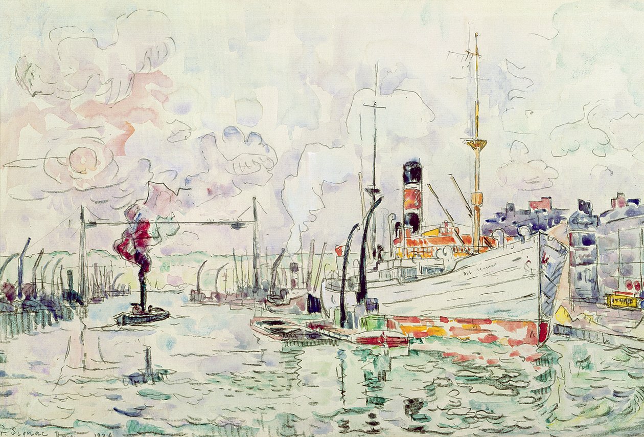 Rouen，1924年（铅笔和厕所在纸上） 作者 保罗·西尼亚克