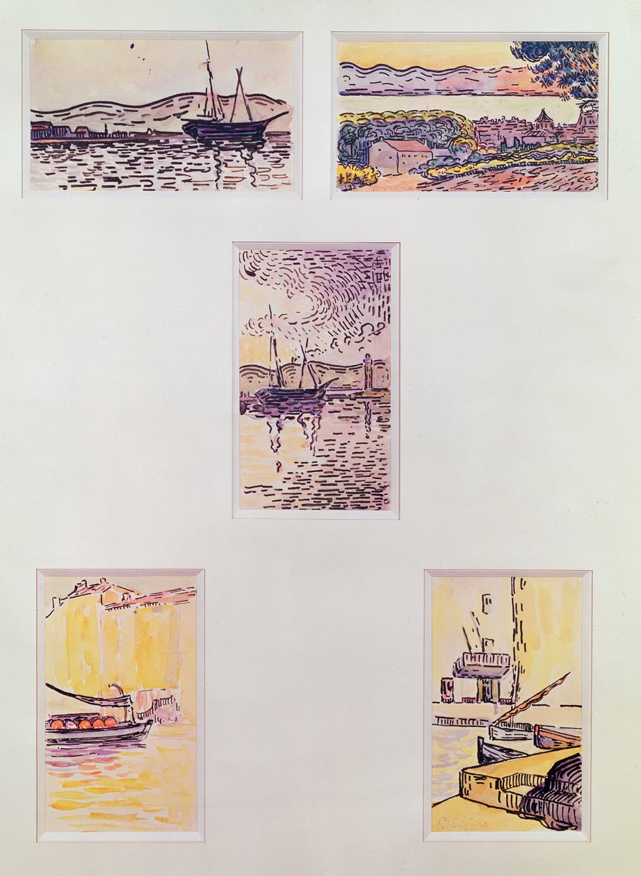 圣特罗佩（五张水彩画），c.1900（纸上水彩） 作者 保罗·西尼亚克